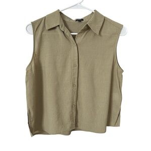 Express Women’s Linen Blend Sleeveless Top Size Small Sage Green